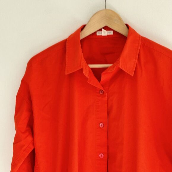 Eileen Fisher Tunic Top Size Small Coral Button Front Organic Cotton Blouse - Picture 2 of 6